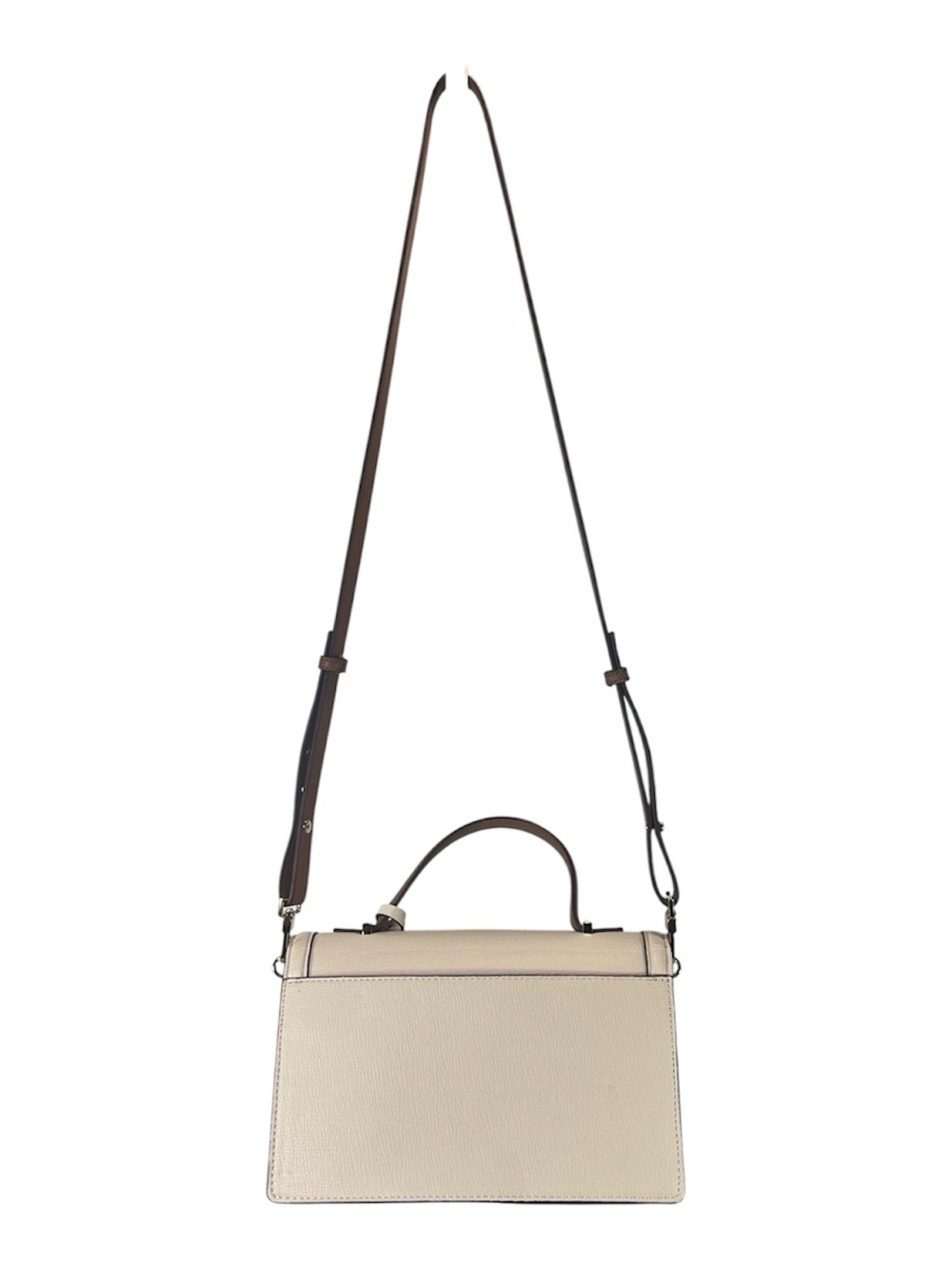 Ted Baker London Riley 2 Tone Cream/ Brown Leather Satchel/Crossbody Purse - Picture 4 of 13